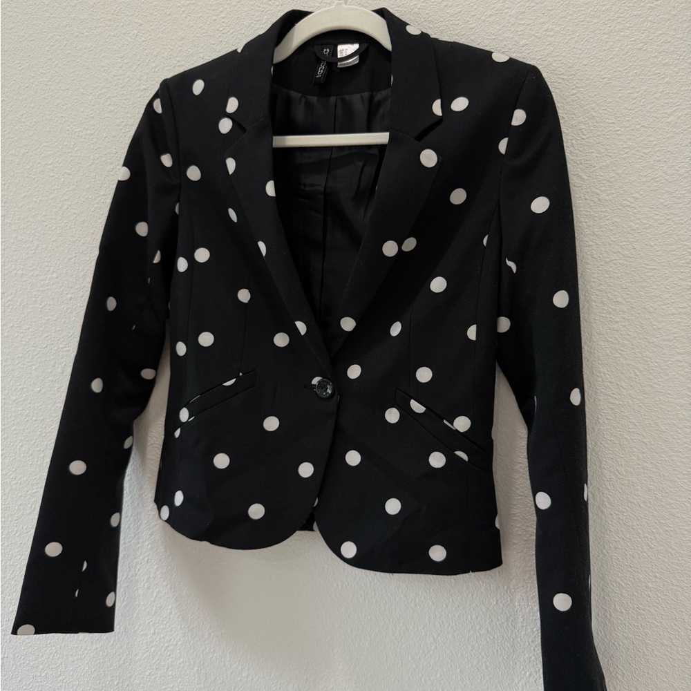 H&M Black and White Polka Dot Blazer